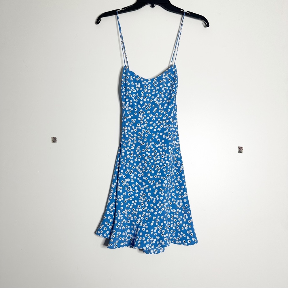 Zara blue floral tank mini sun dress - Picture 3 of 5